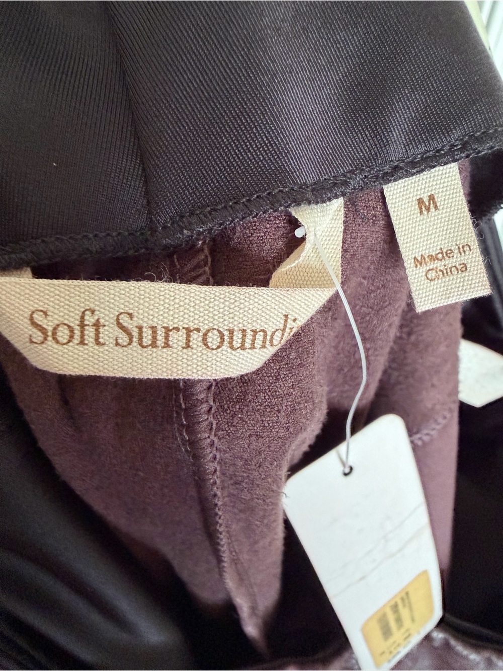 Soft Surroundings Mixed Media Faux Leather Ankle Leggings deep plum/burgundy M - Picture 6 of 8